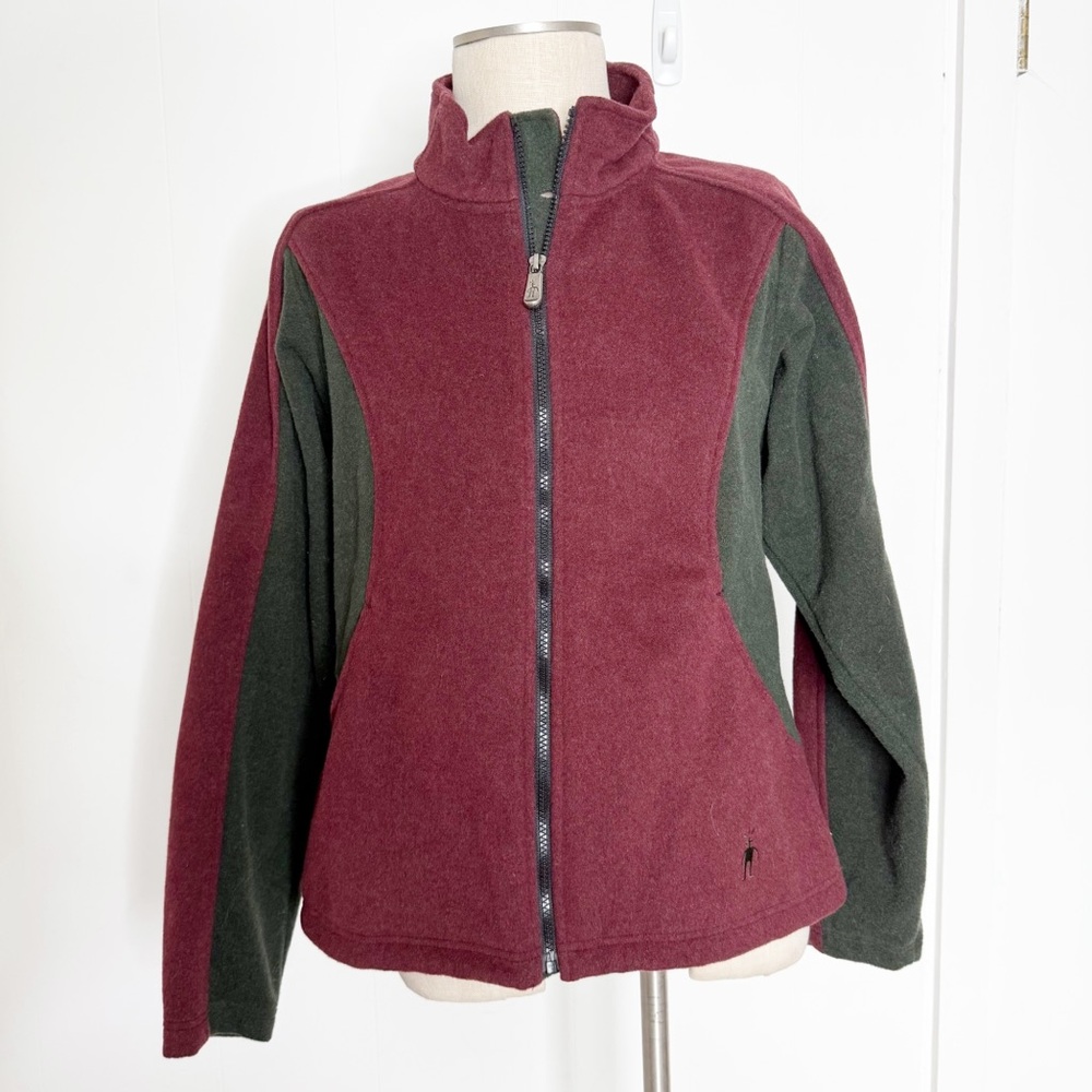 Smartwool Smart by Nature Burgundy Green 80% Fine Merino Wool Jacket Size Large